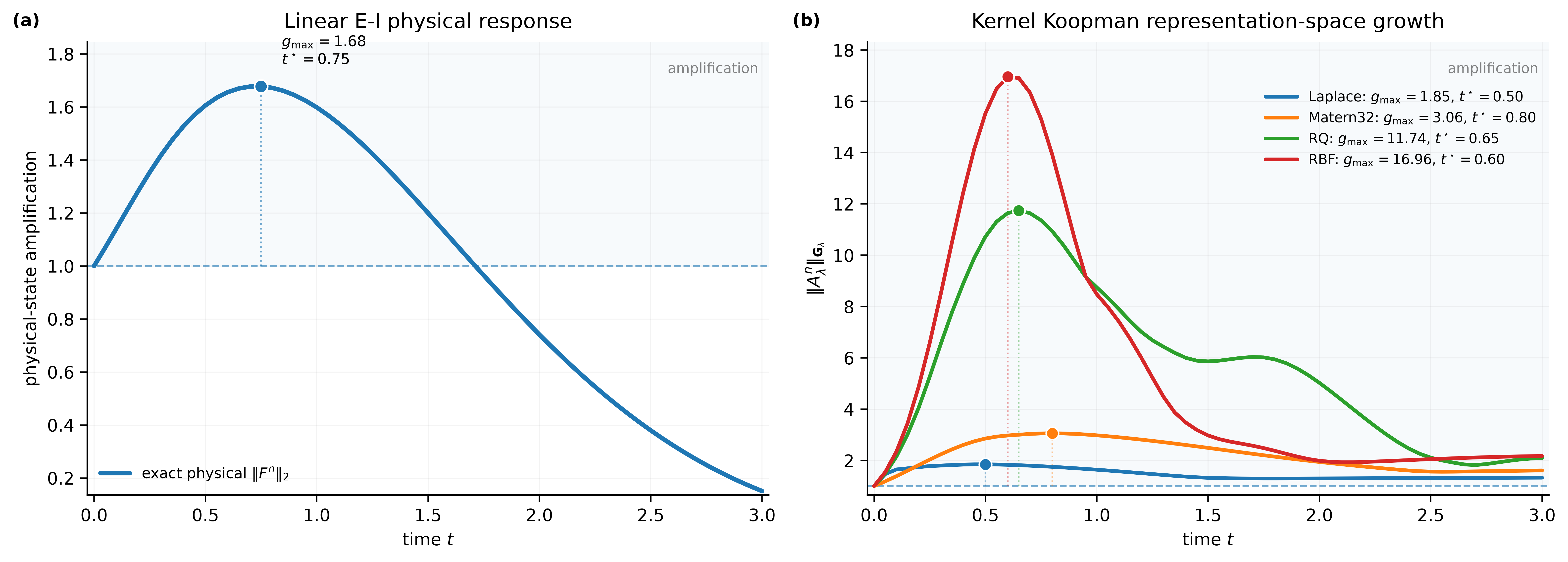 Linear E-I physical and KEDMD transient amplification figure